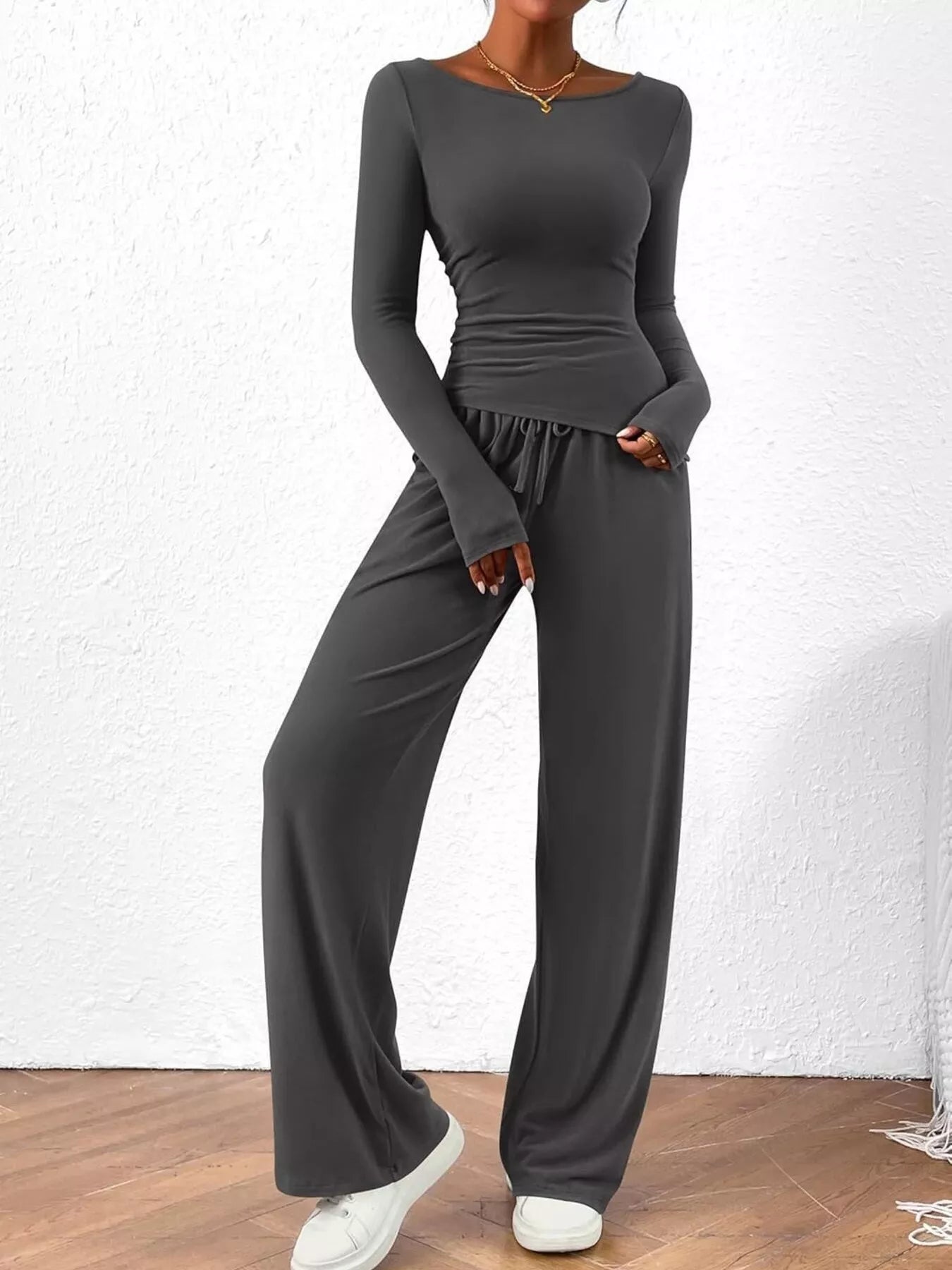 Hazel Blues® |  Long Sleeve Top and Wide Leg Pants Set