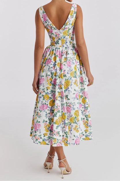 Hazel Blues® |  Floral V-Neck Sleeveless Midi Dress with Pockets