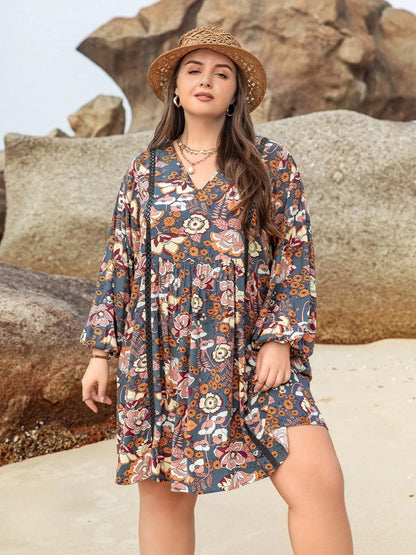 Hazel Blues® | Floral Print Long Sleeve Mini Dress