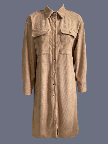 Hazel Blues® |  Corduroy Button Front Shirt Dress