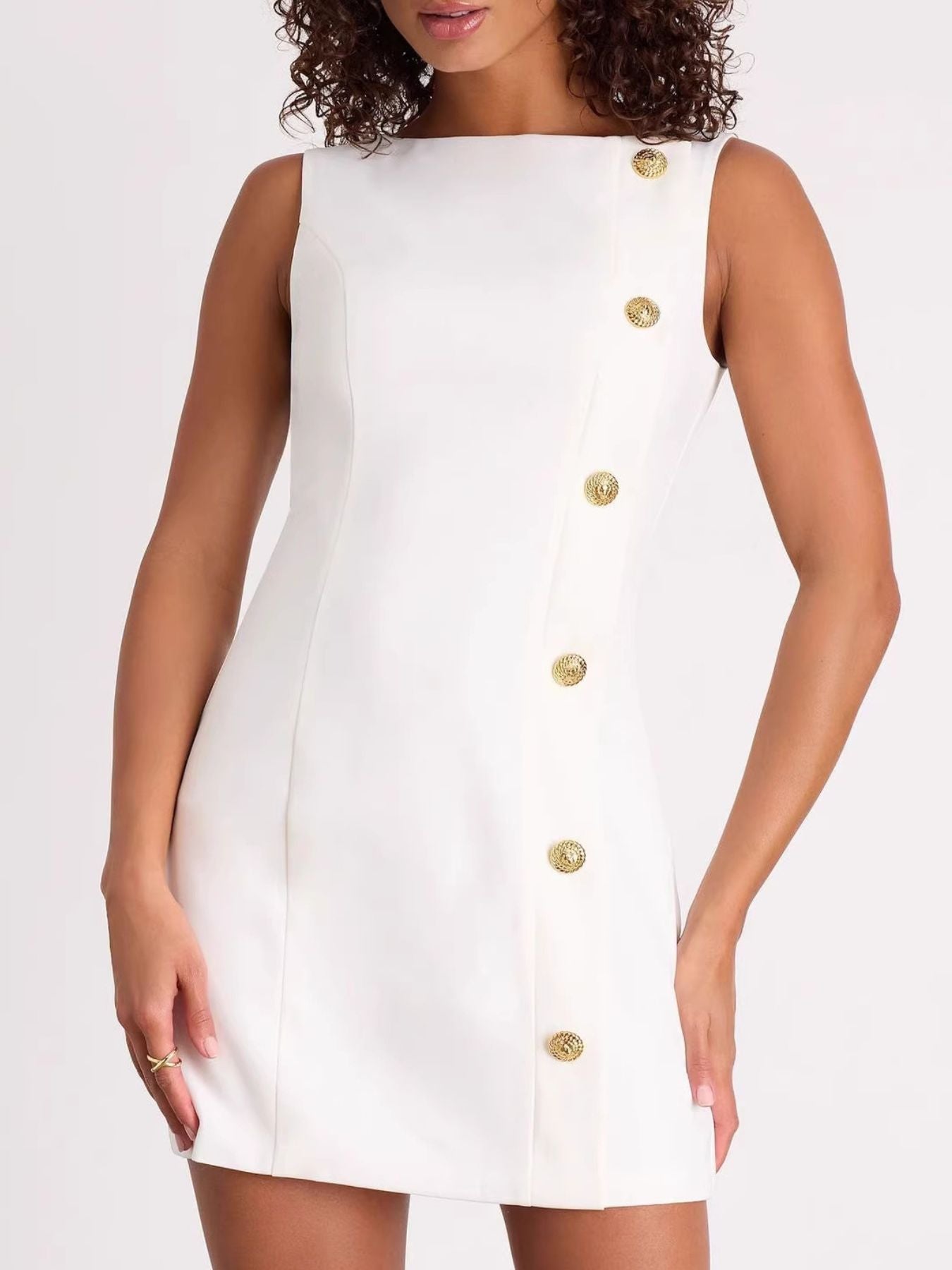 Hazel Blues® |  Button Decor Sleeveless Mini Dress
