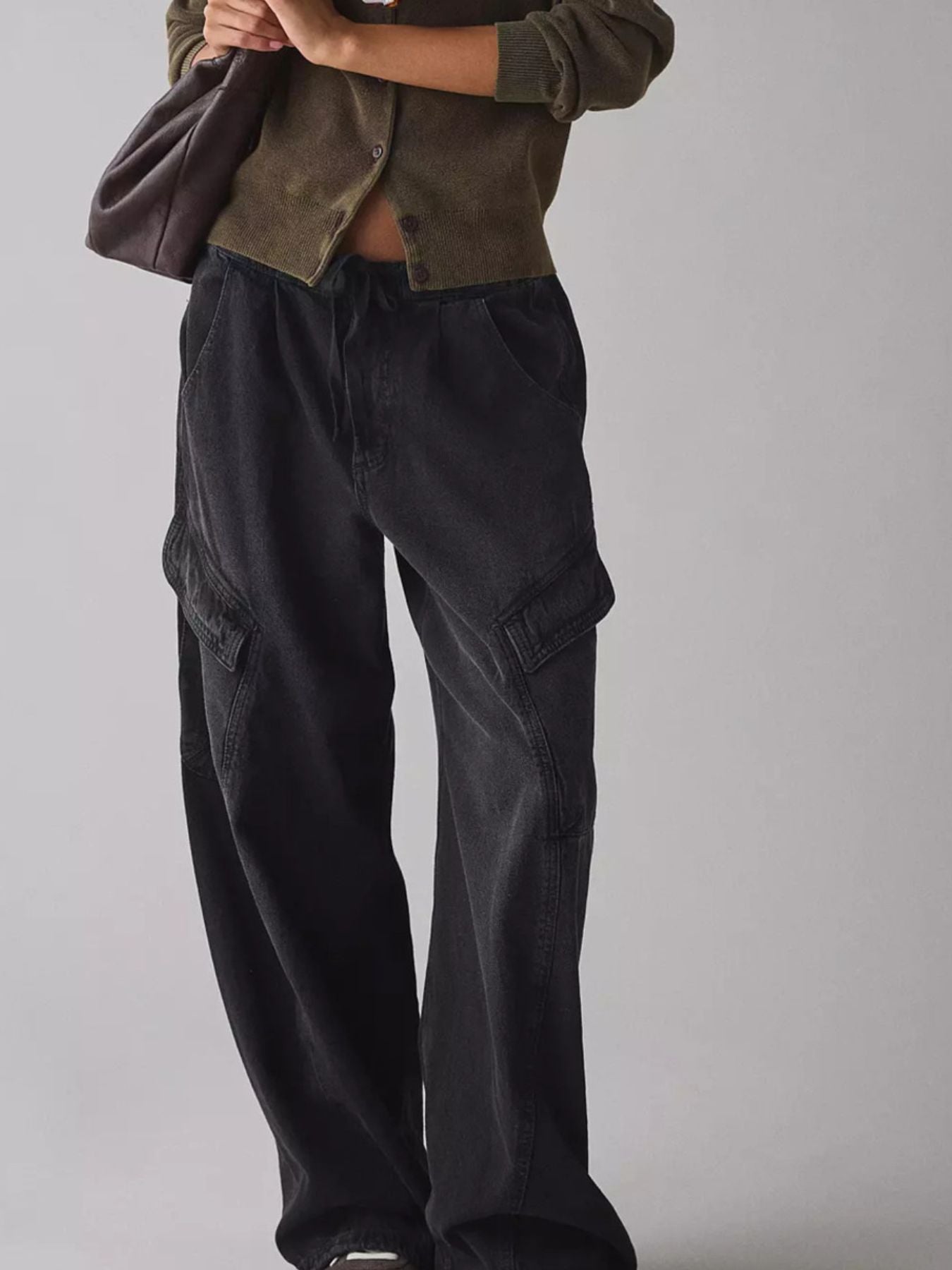 Hazel Blues® |  Drawstring Waist Cargo Jeans