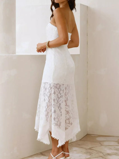 Hazel Blues® |  Elegant Lace Strapless Midi Dress