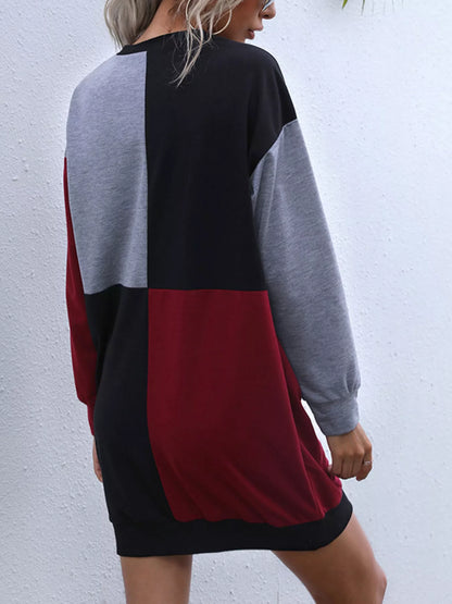 Hazel Blues® |  Color Block Casual Long Sleeve Mini Dress