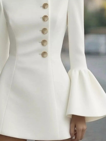 Hazel Blues® |  Bell Sleeve Mini Dress with Front Button