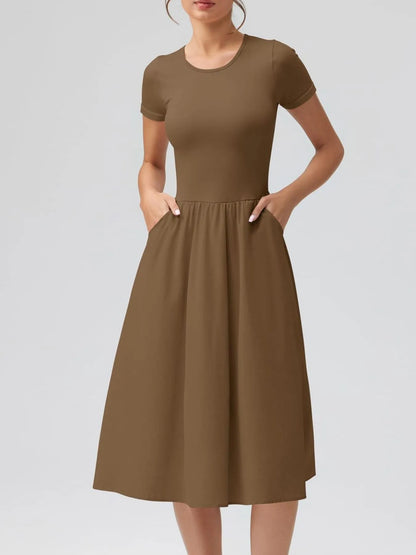Hazel Blues® |  Round Neck Short Sleeve Dress