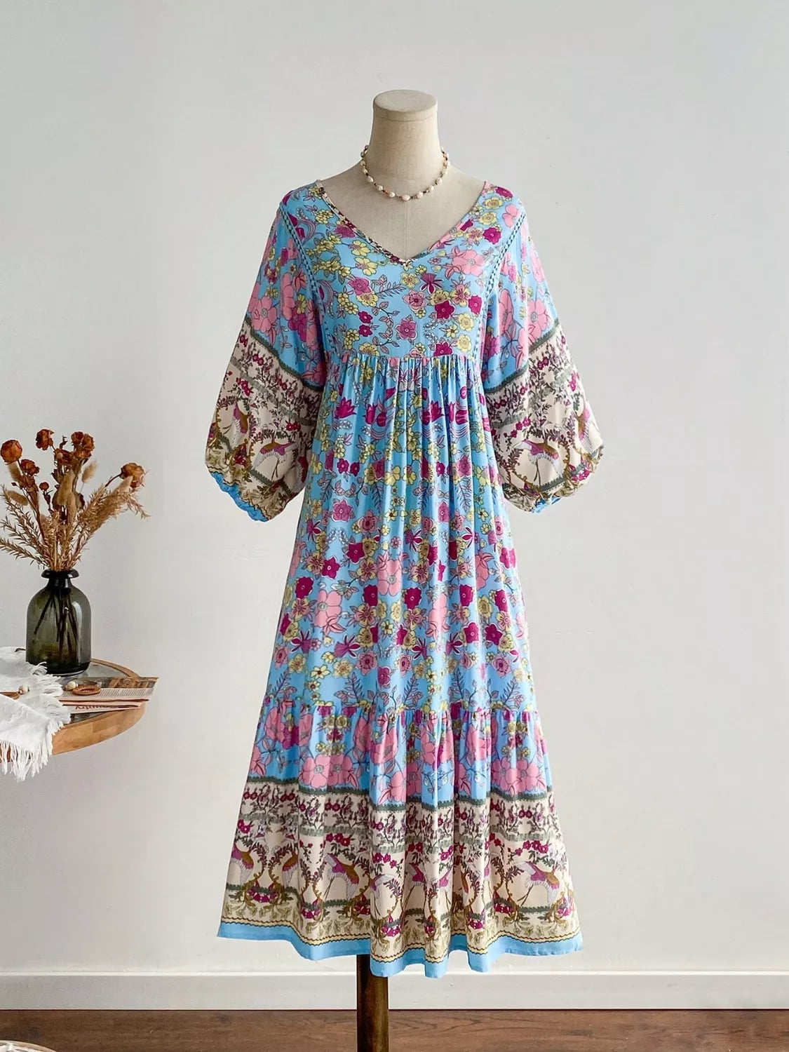 Hazel Blues® | Floral Print V-Neck Dress