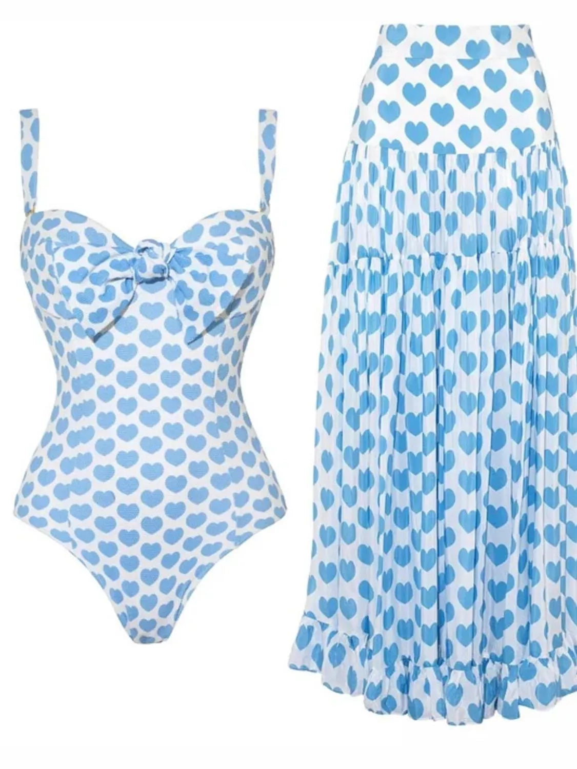 Hazel Blues® | Printed One-Piece Swimwear and Skirt Set