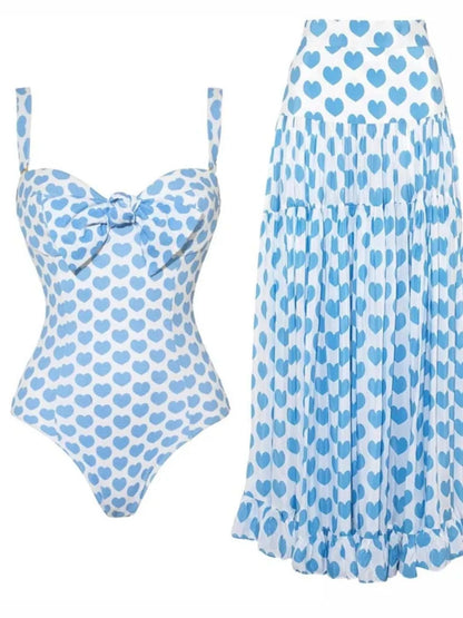 Hazel Blues® | Printed One-Piece Swimwear and Skirt Set