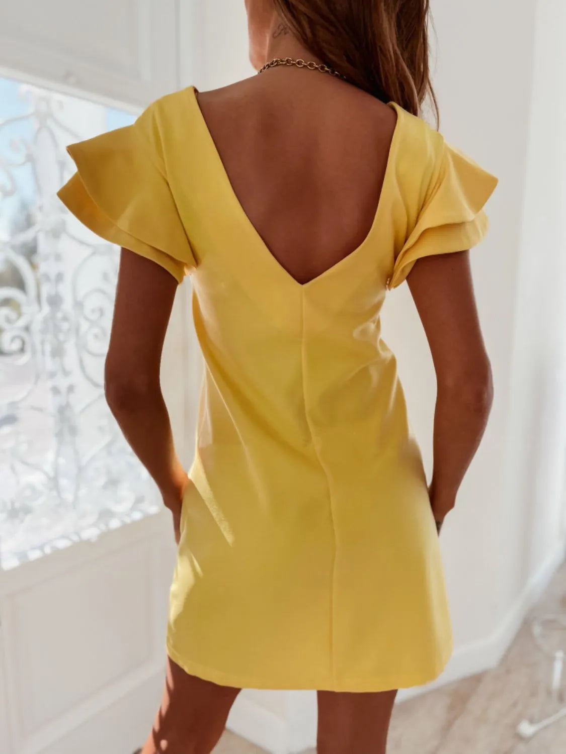 Hazel Blues® |  Ruffled Layered Short Sleeve Mini Dress