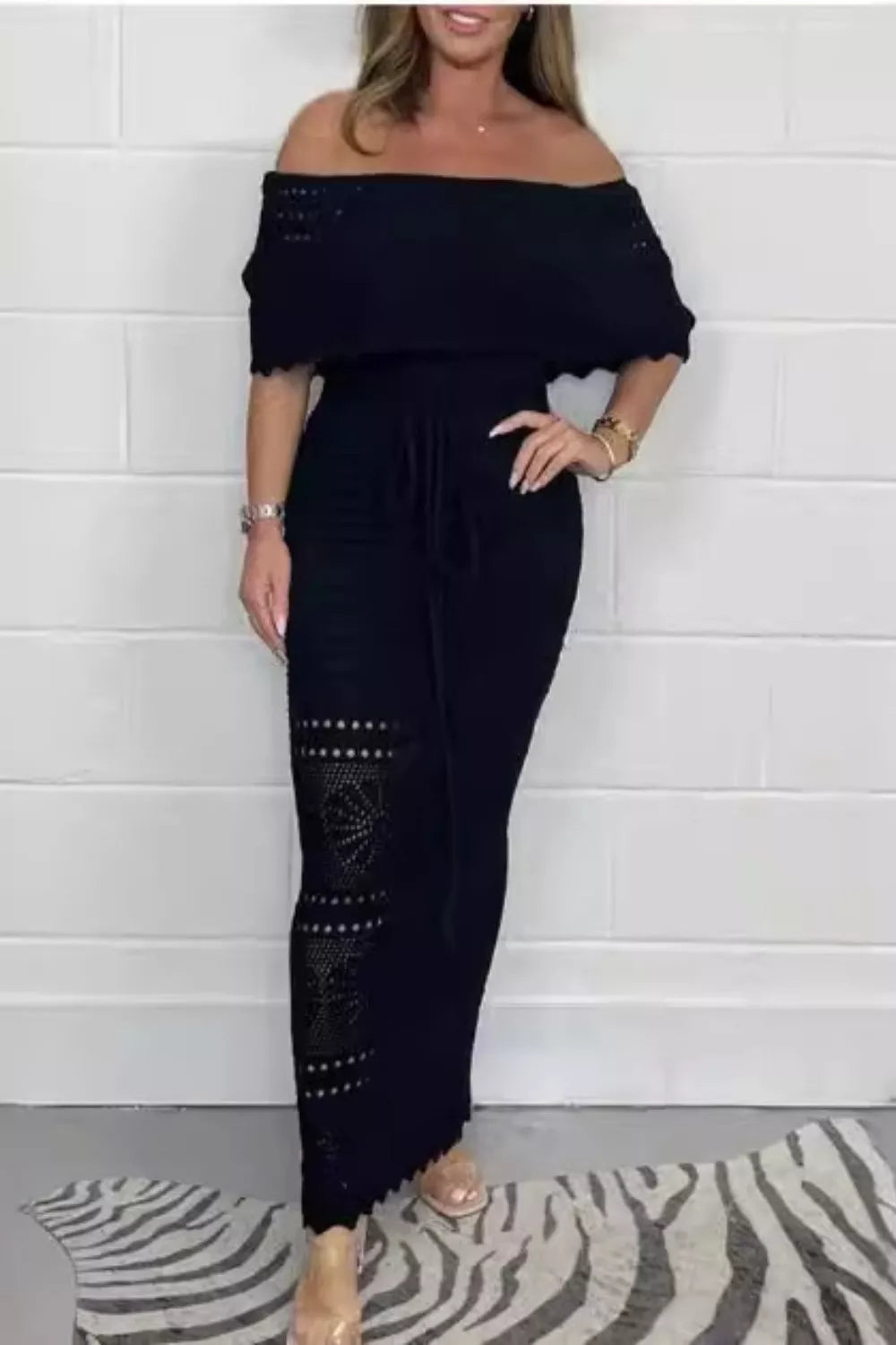 Hazel Blues® |  Crochet Off-Shoulder Maxi Dress