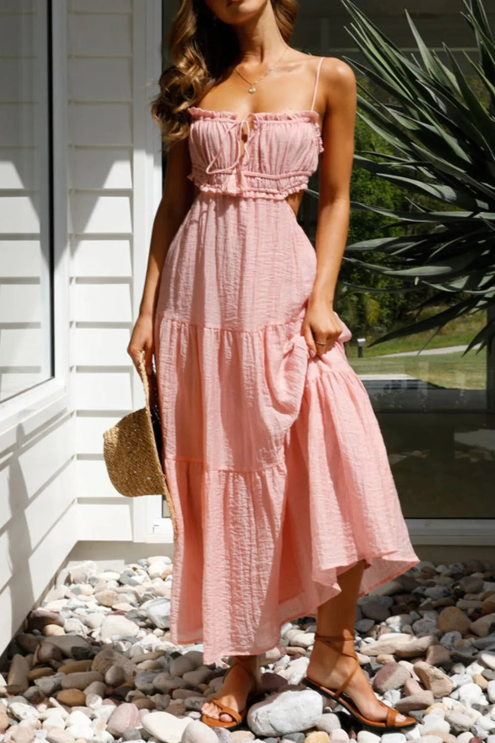 Hazel Blues® |  Cutout Square Neck Midi Cami Dress