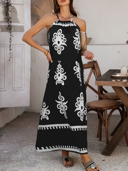 Hazel Blues® |  Devine Grecian Neck Printed Maxi Dress