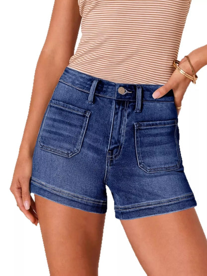 Hazel Blues® |  High-Waisted Pocketed Denim Shorts
