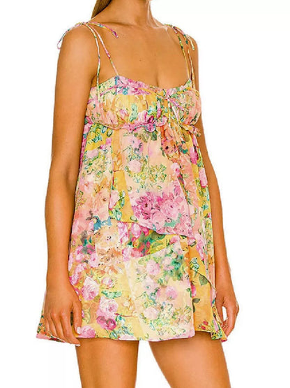 Hazel Blues® |  Floral Print Tie-Shoulder Mini Dress