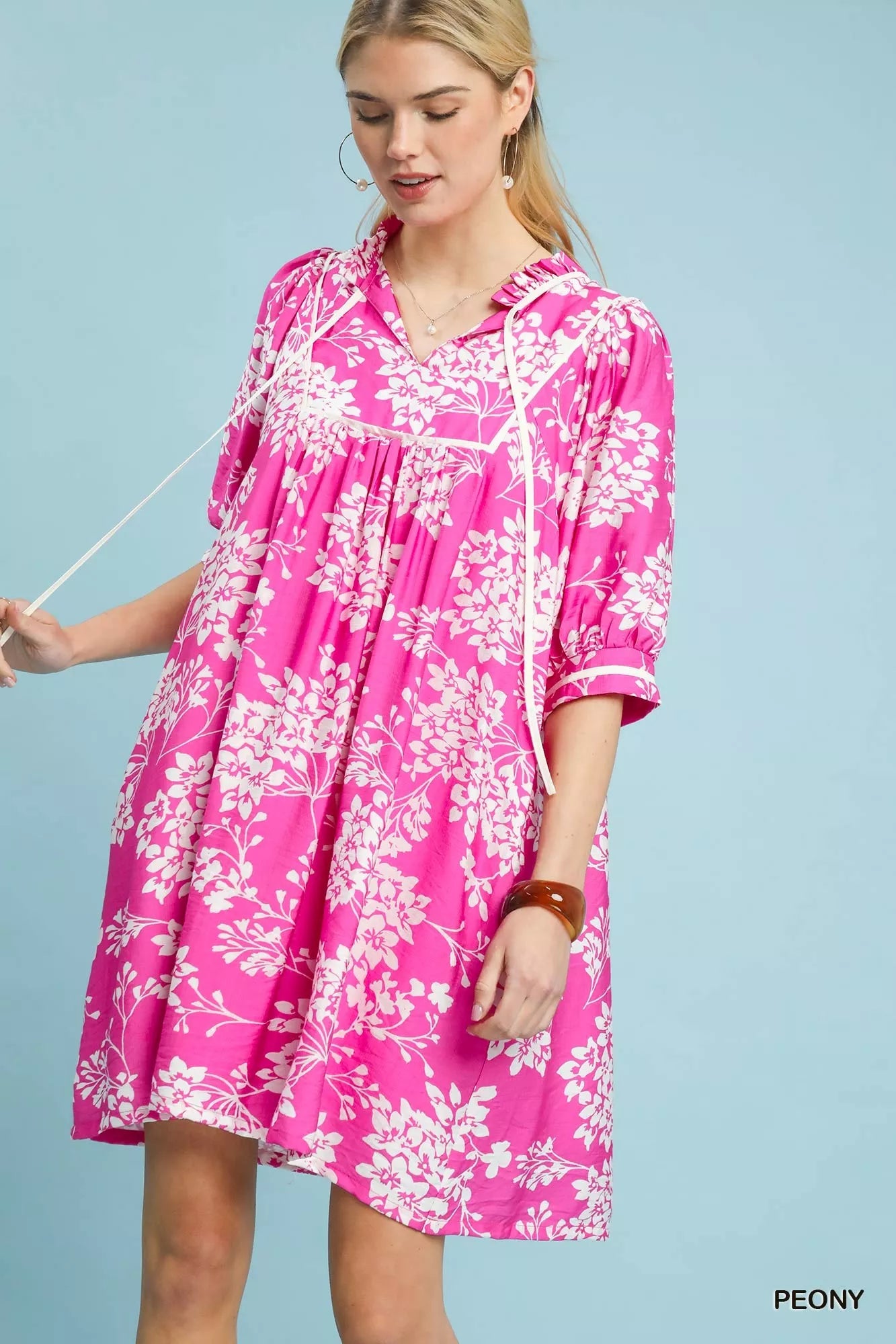 Hazel Blues® |  Umgee Floral Babydoll Dress with Pockets