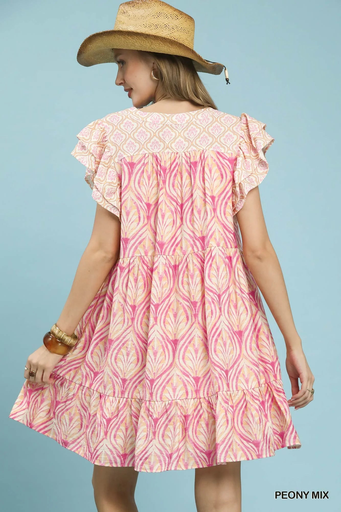 Hazel Blues® |  Umgee Mix Printed Flutter Sleeve Dress