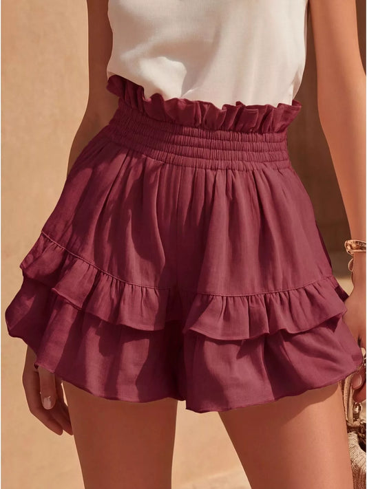 Hazel Blues® | Ruffled High-Waisted Shorts