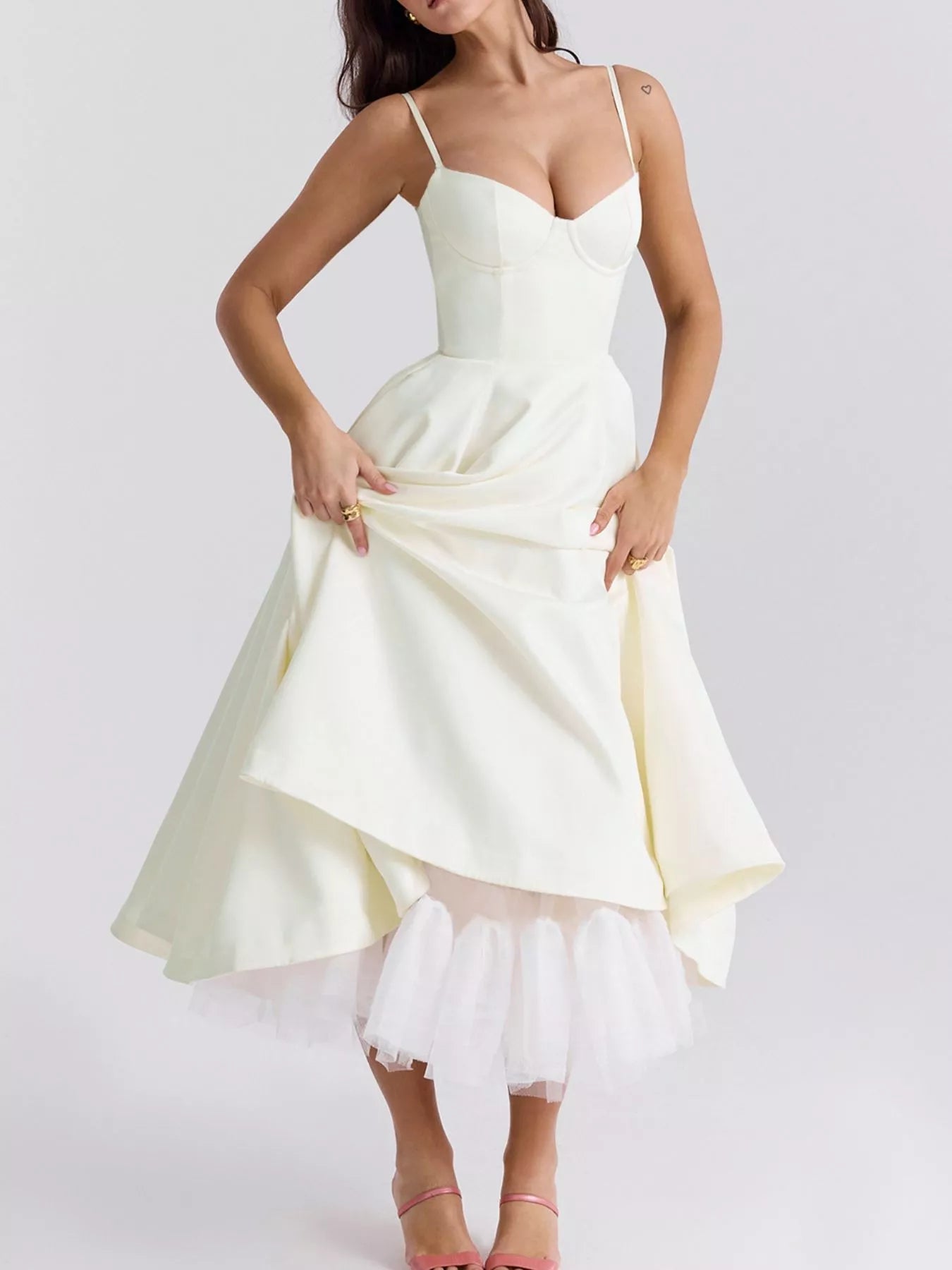 Hazel Blues® |  Sweetheart Neck A-Line Midi Dress