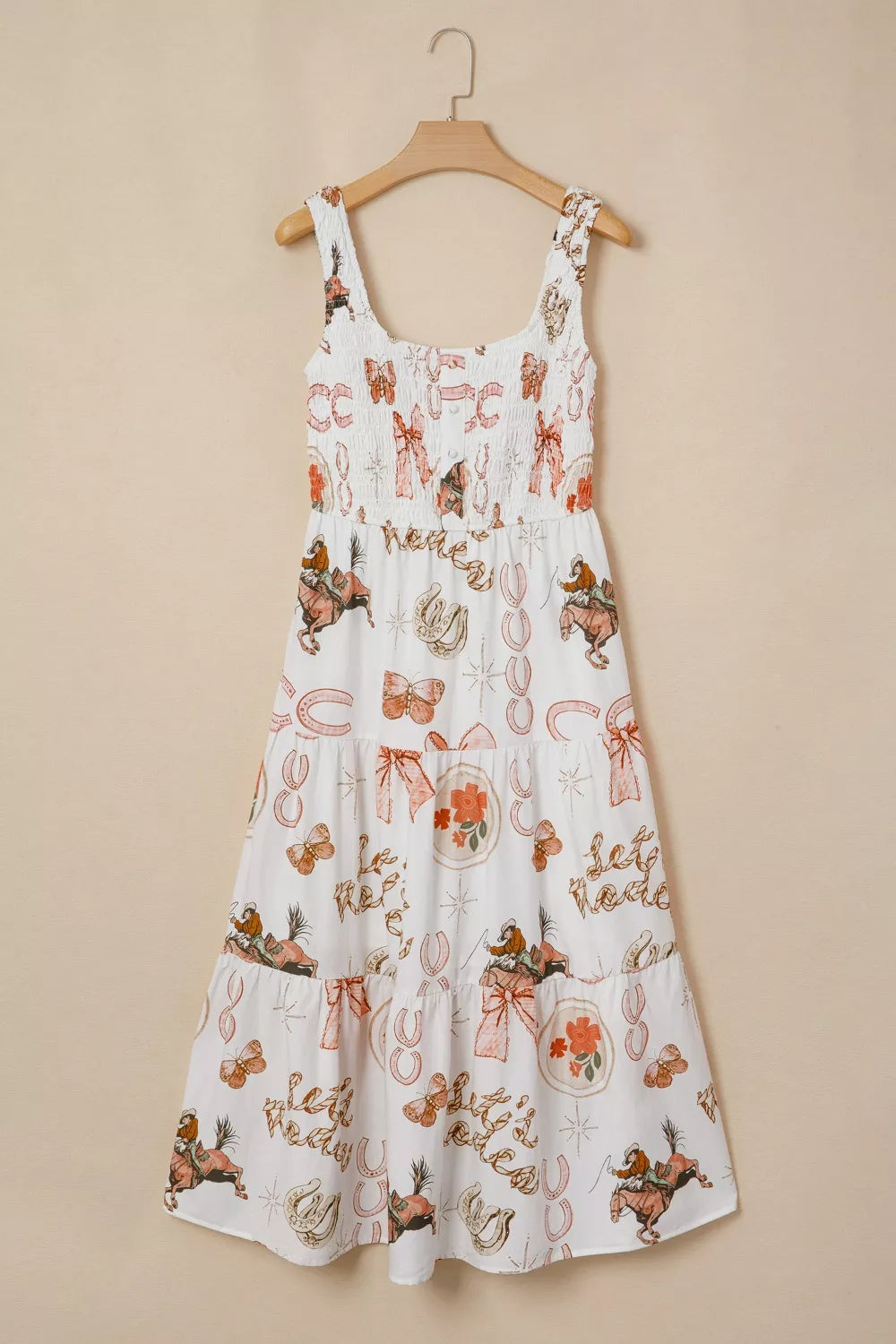 Hazel Blues® |  Western Horseshoe Print U-Neck Sleeveless Midi Dress