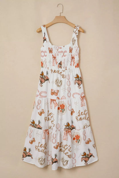 Hazel Blues® |  Western Horseshoe Print U-Neck Sleeveless Midi Dress