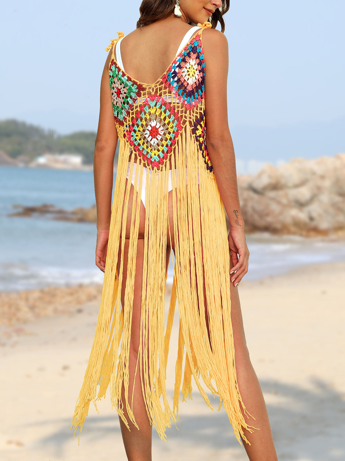 Hazel Blues® | Fringe Spaghetti Strap Cover-Up