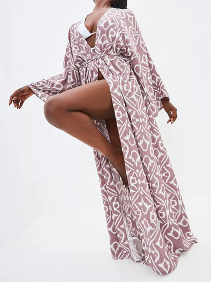 Hazel Blues® |  Geometric Print Surplice Beach Cover Up Dress