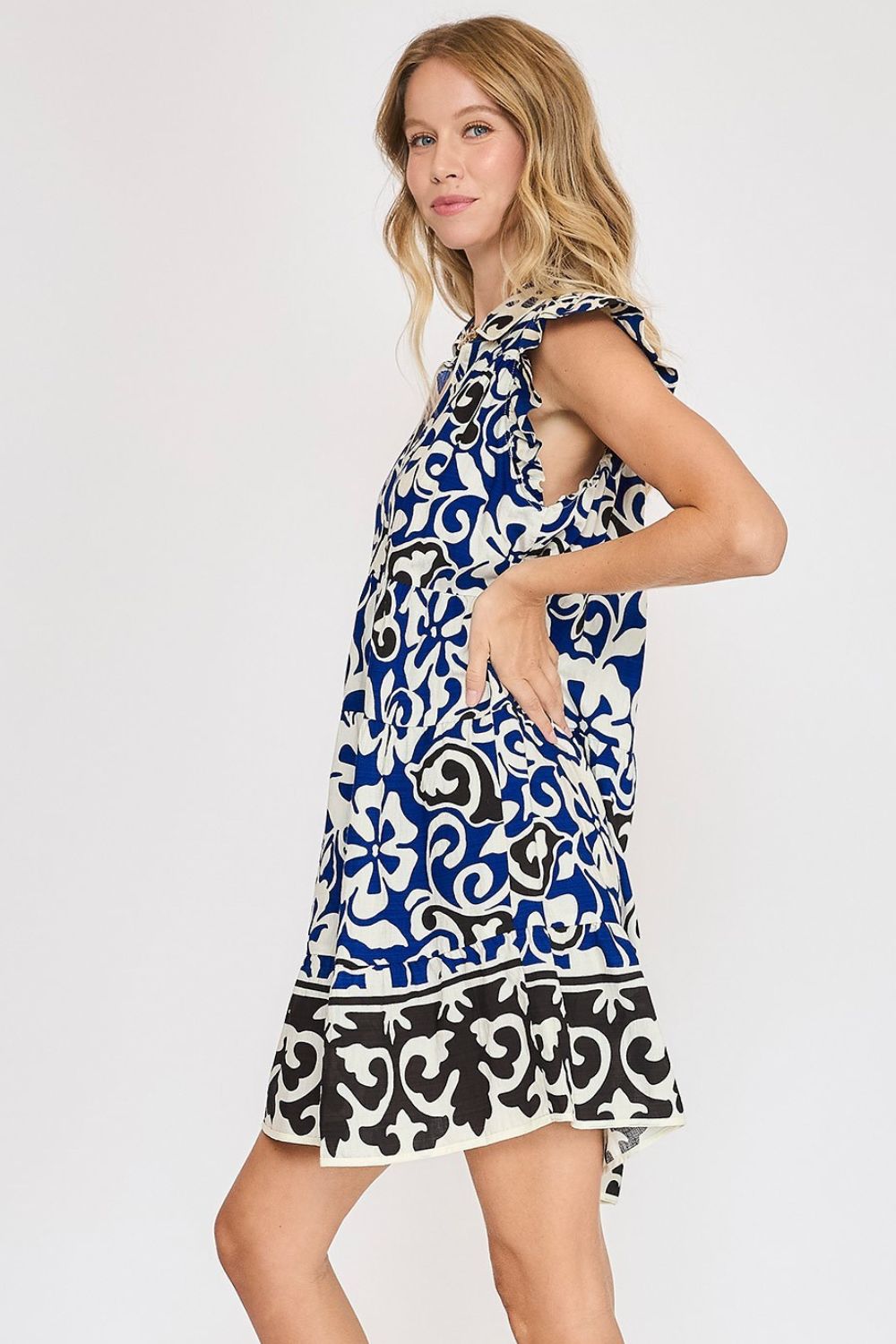 Hazel Blues® |  Umgee Floral Ruffled Cap Sleeve Tiered Dress