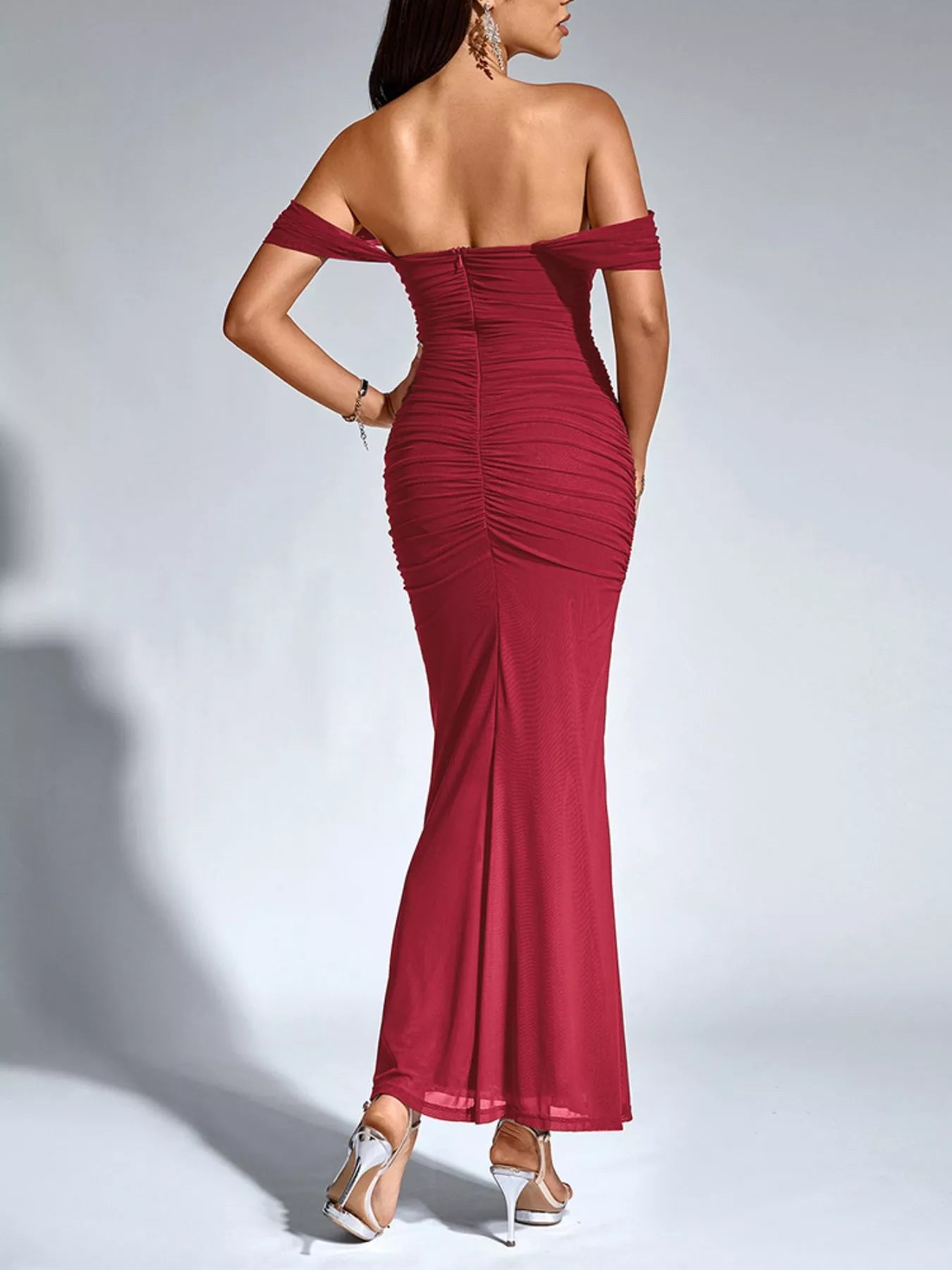 Hazel Blues® |  Off-Shoulder Ruched Mermaid Maxi Dress