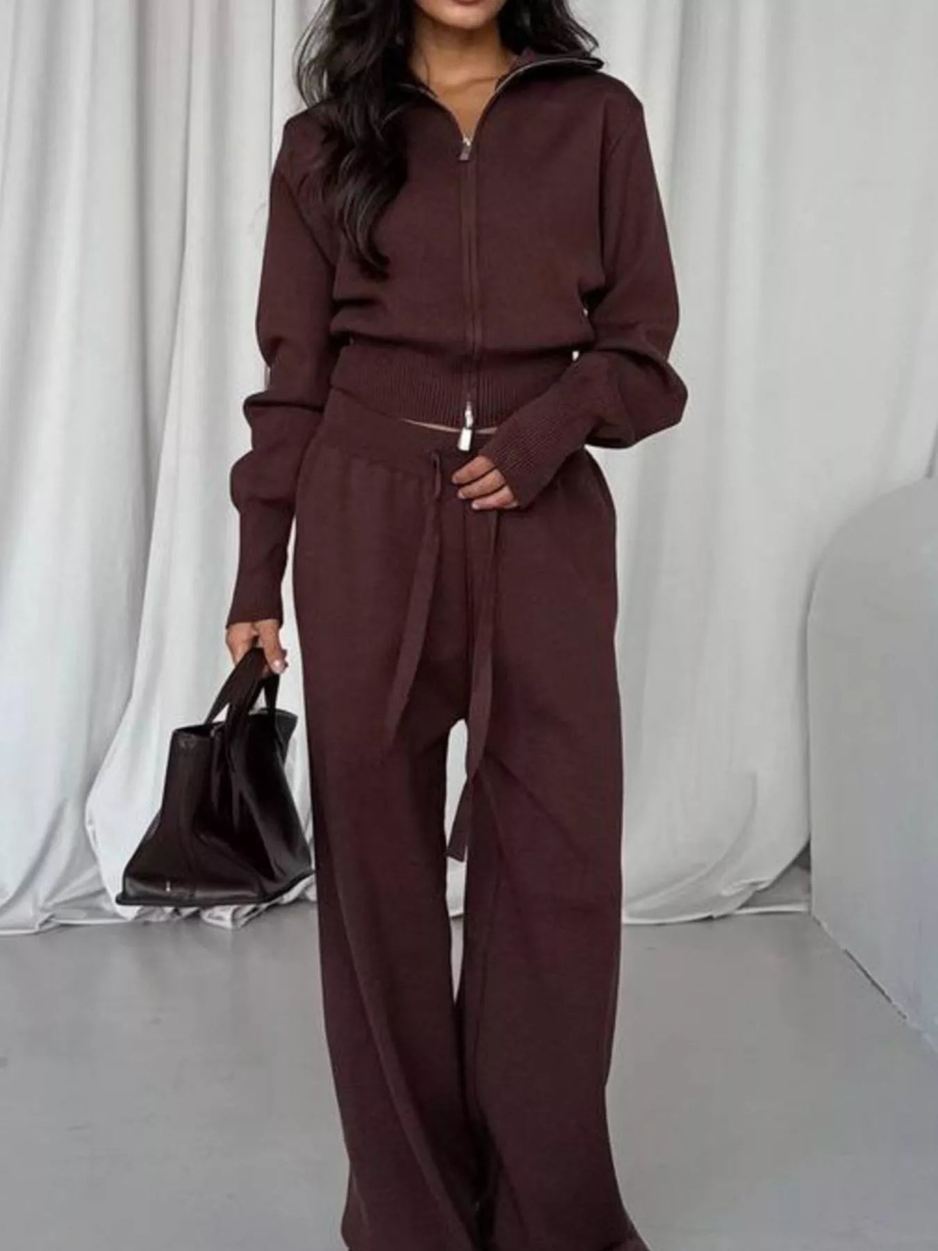 Hazel Blues® |  Zip-Up Outerwear and  Drawstring Pants Set