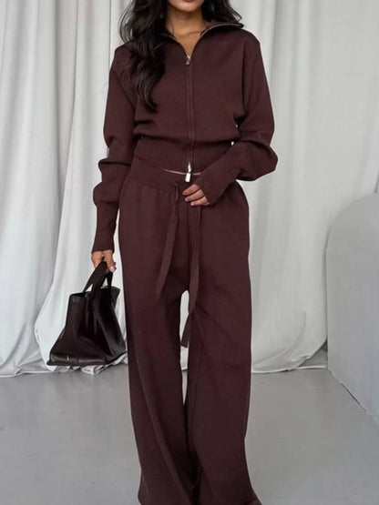 Hazel Blues® |  Zip-Up Outerwear and  Drawstring Pants Set