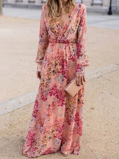 Hazel Blues® | Floral Print Long Sleeve Maxi Dress
