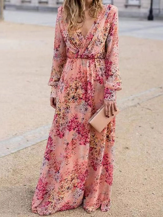 Hazel Blues® | Floral Print Long Sleeve Maxi Dress