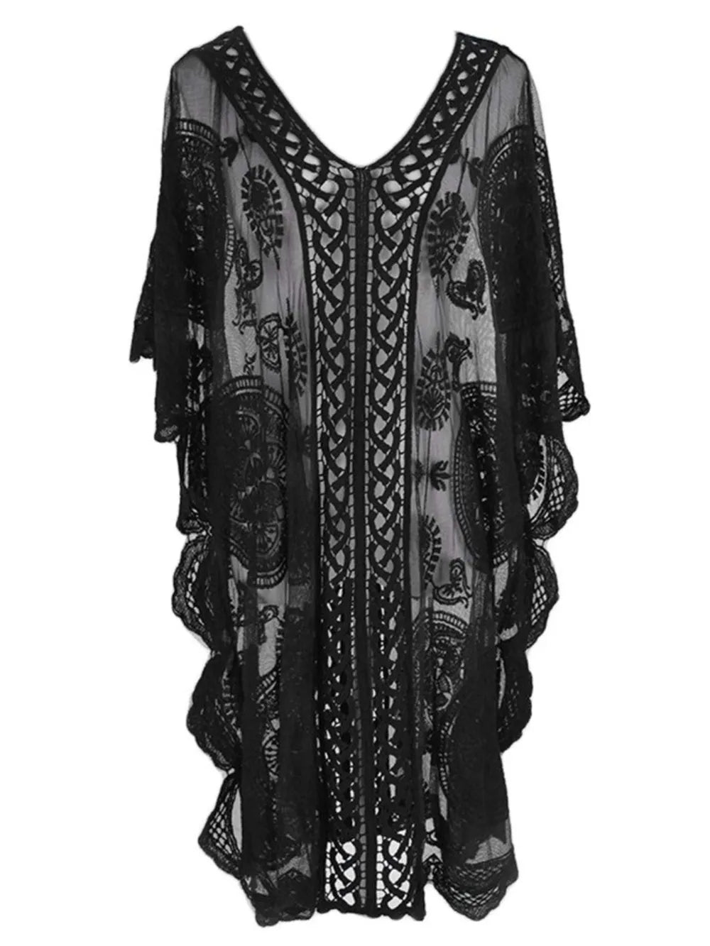 Hazel Blues® | Lace V-Neck Half Sleeve Cover-Up