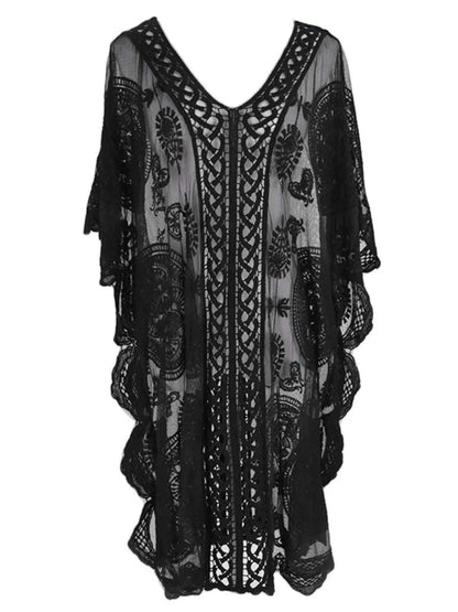 Hazel Blues® | Lace V-Neck Half Sleeve Cover-Up