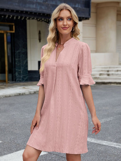 Hazel Blues® |  Florira Eyelet Flounce Sleeve Mini Dress