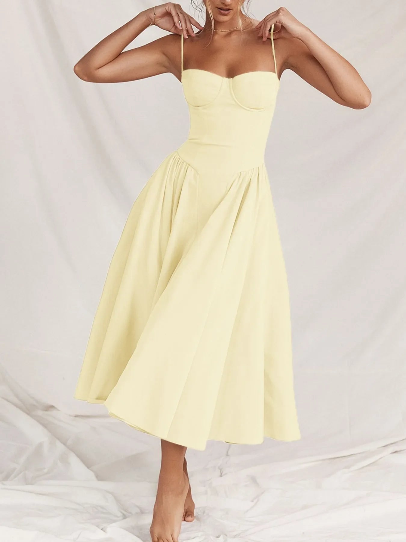 Hazel Blues® |  Ruched Sweetheart Neck Cami Dress