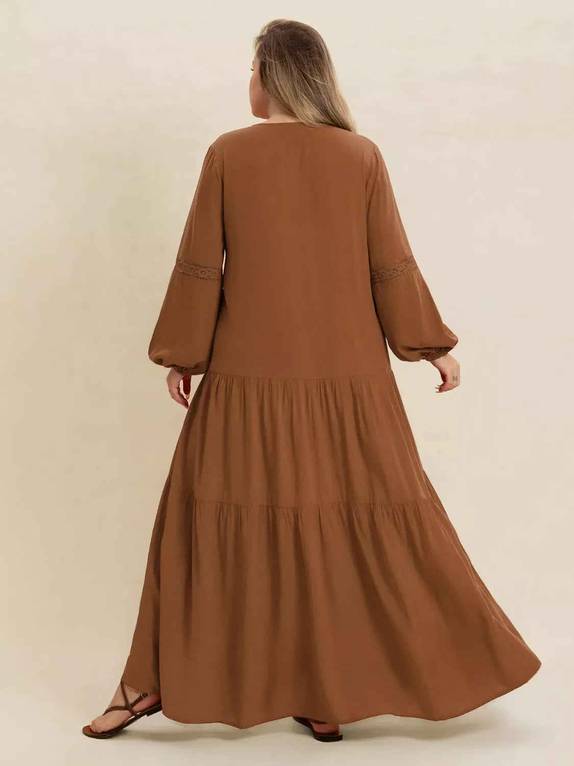 Hazel Blues® | Bohemian Tiered Maxi Dress with Balloon Sleeves