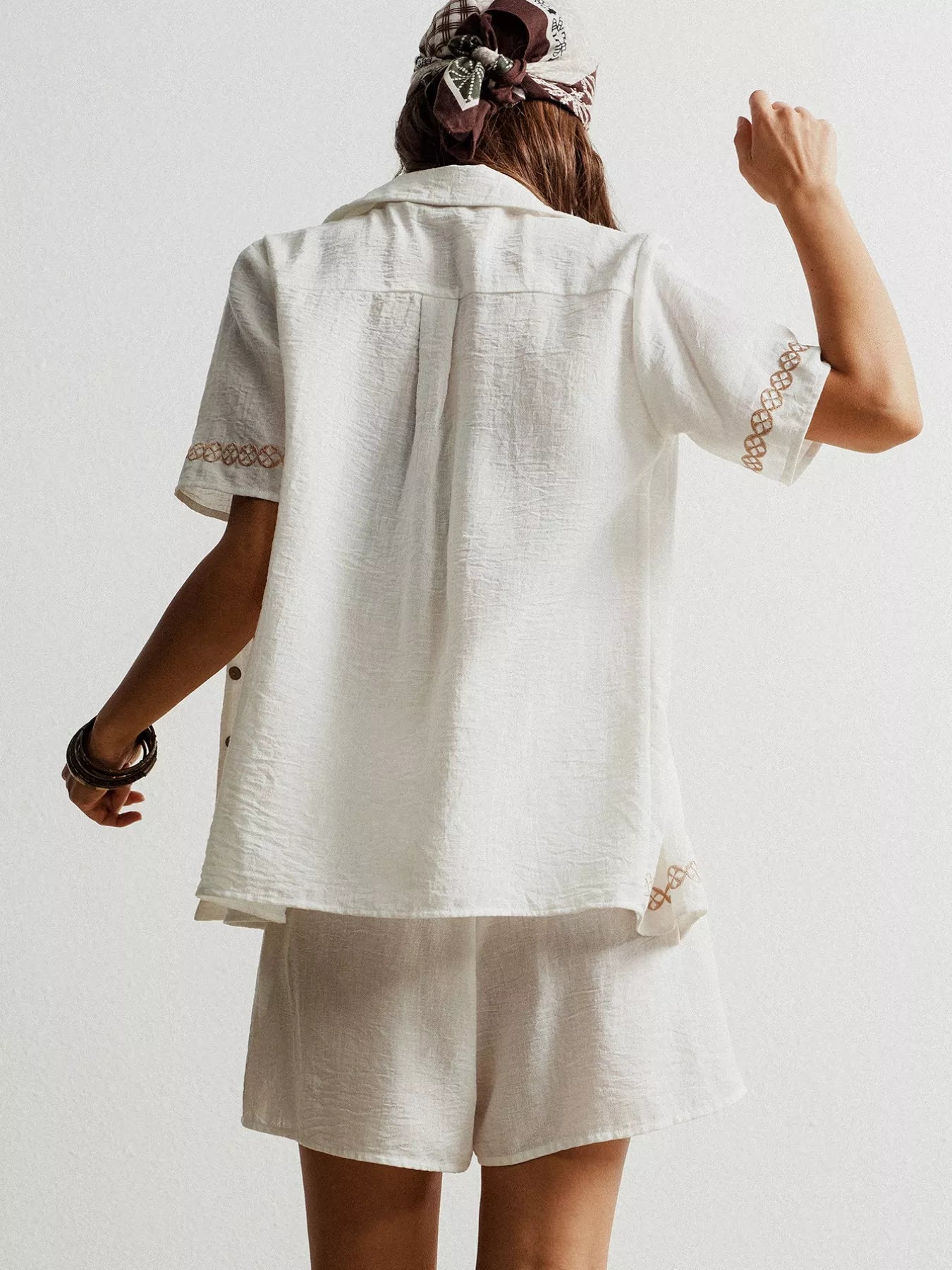Hazel Blues® |  Button Up Short Sleeve Shirt and Shorts Set