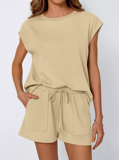 Hazel Blues® |  Casual Solid Color T-Shirt and Shorts Set