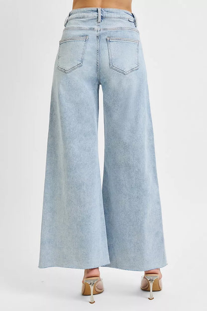 Hazel Blues® | RISEN High Rise Ankle Wide Palazzo Jeans
