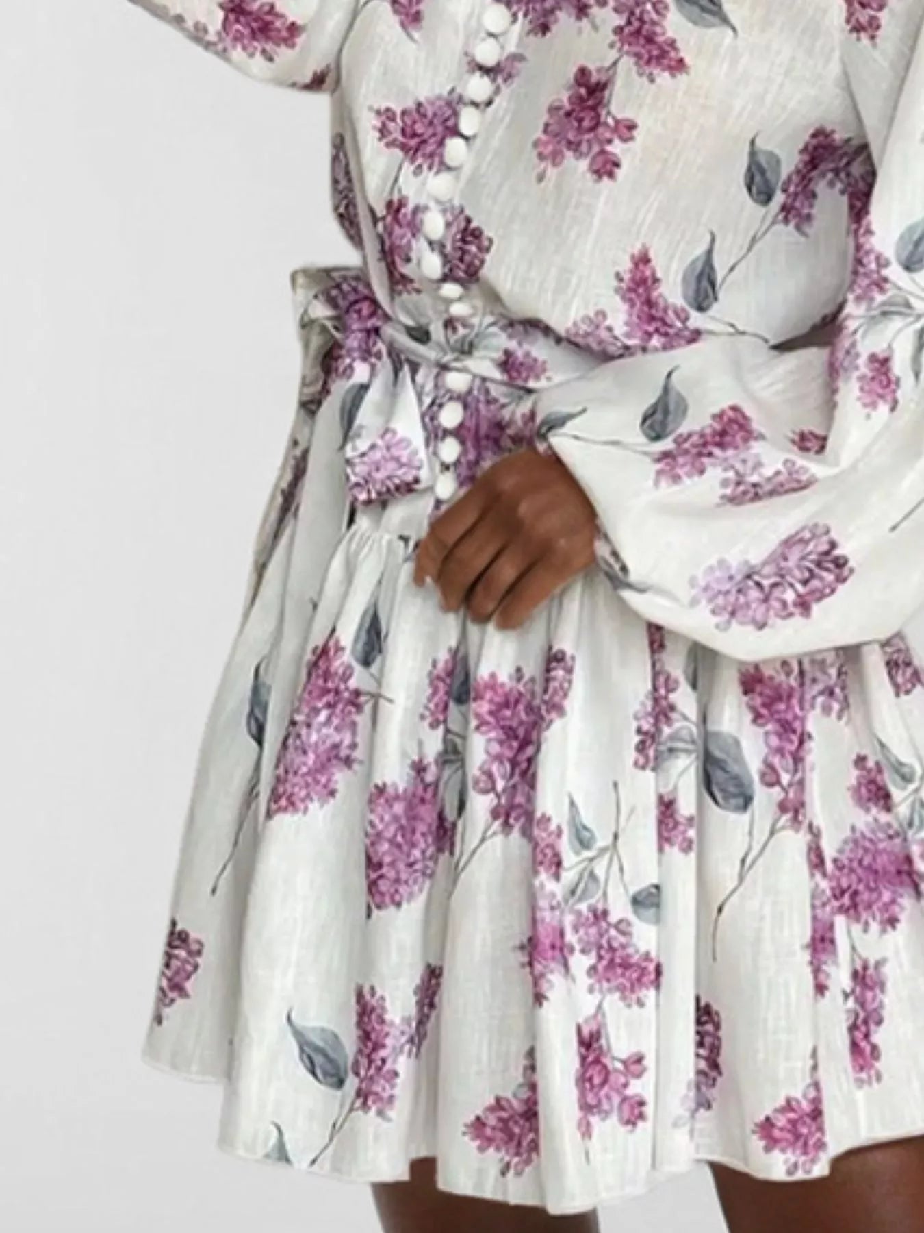 Hazel Blues® | Floral Print Tie Waist Mini Dress