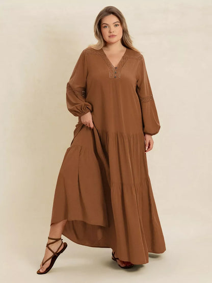 Hazel Blues® | Bohemian Tiered Maxi Dress with Balloon Sleeves