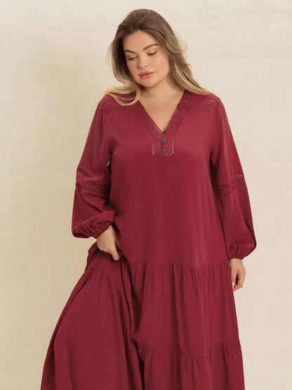 Hazel Blues® | Bohemian Tiered Maxi Dress with Balloon Sleeves