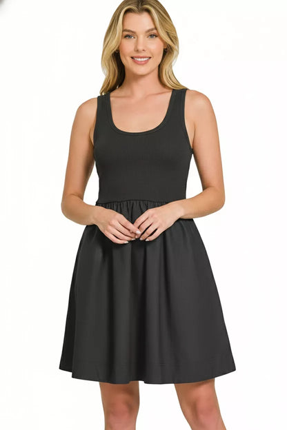 Hazel Blues® |  Zenana Combined Knit & Woven Midi Dress
