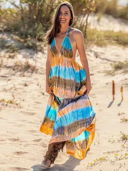 Hazel Blues® |  Tie-Dye Halter Neck Dress