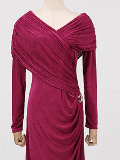 Hazel Blues® |  Ruched Draped Long Sleeve Maxi Dress