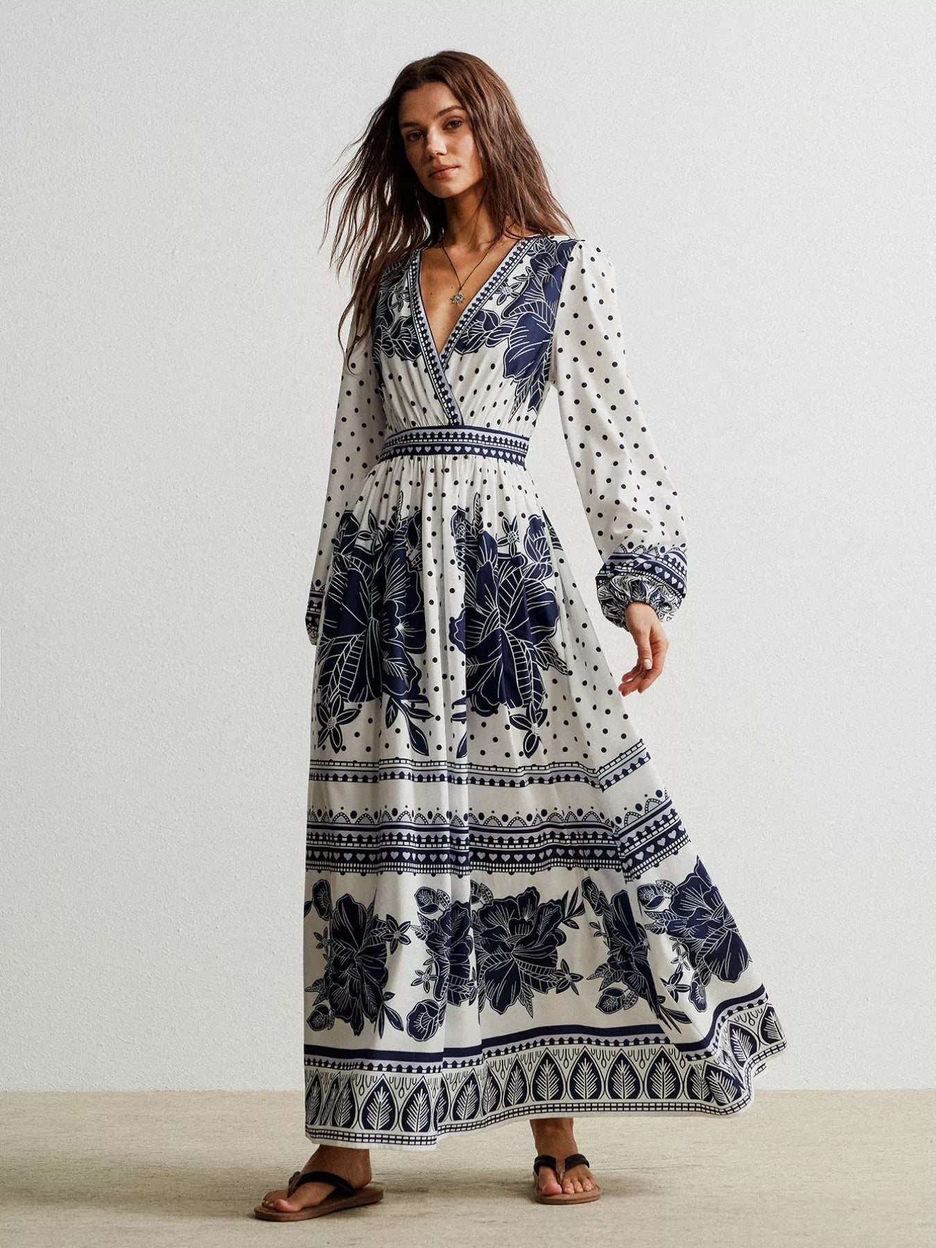 Hazel Blues® |  Floral Print Long Sleeve Maxi Dress