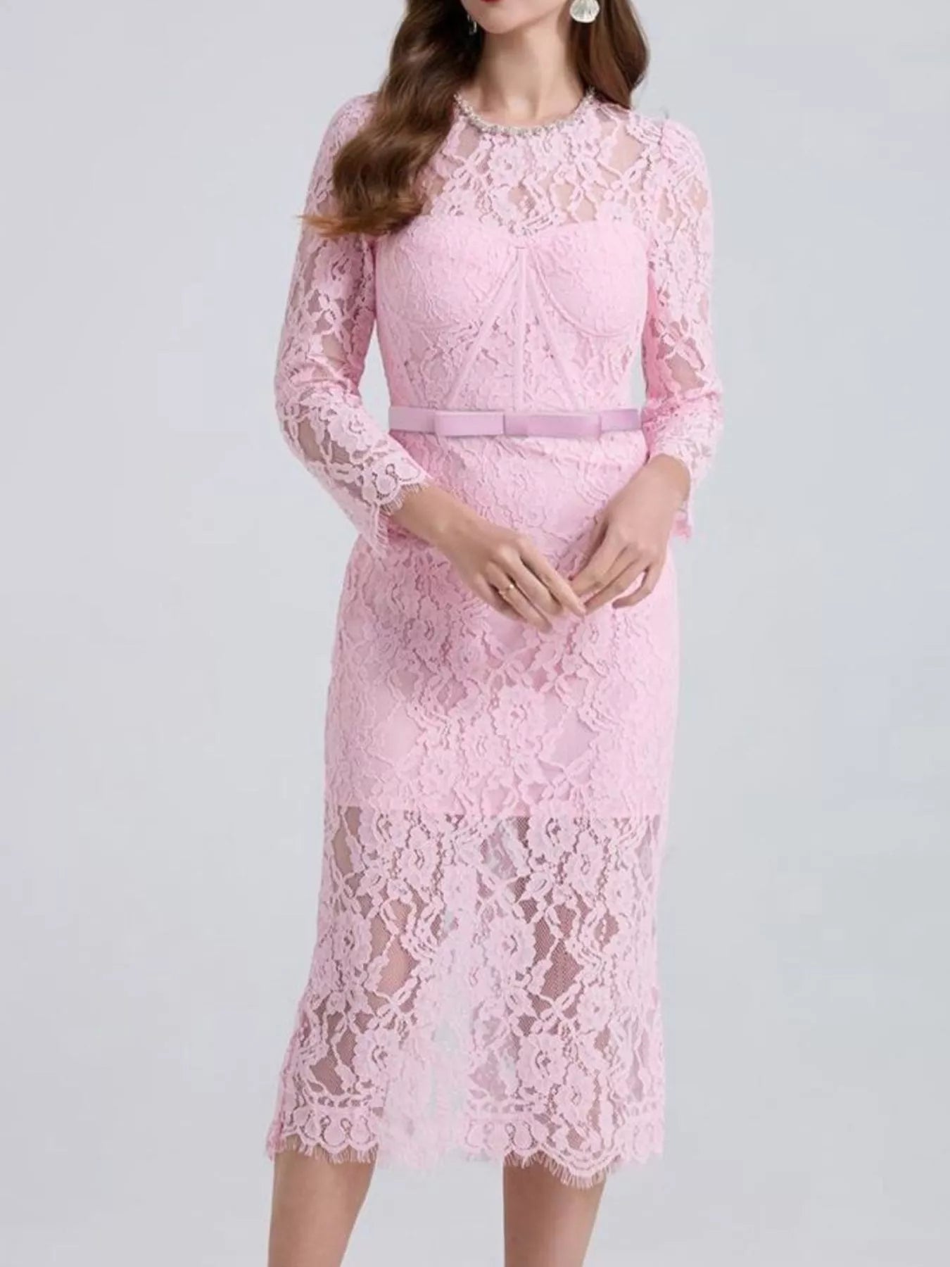 Hazel Blues® |  Lace Long Sleeve Midi Dress
