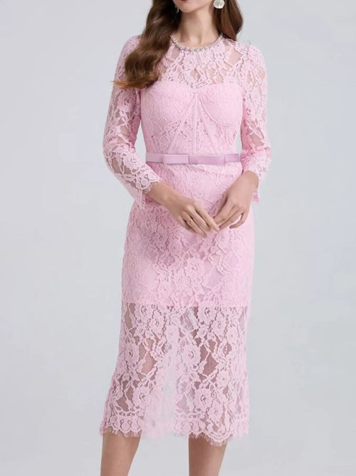 Hazel Blues® |  Lace Long Sleeve Midi Dress